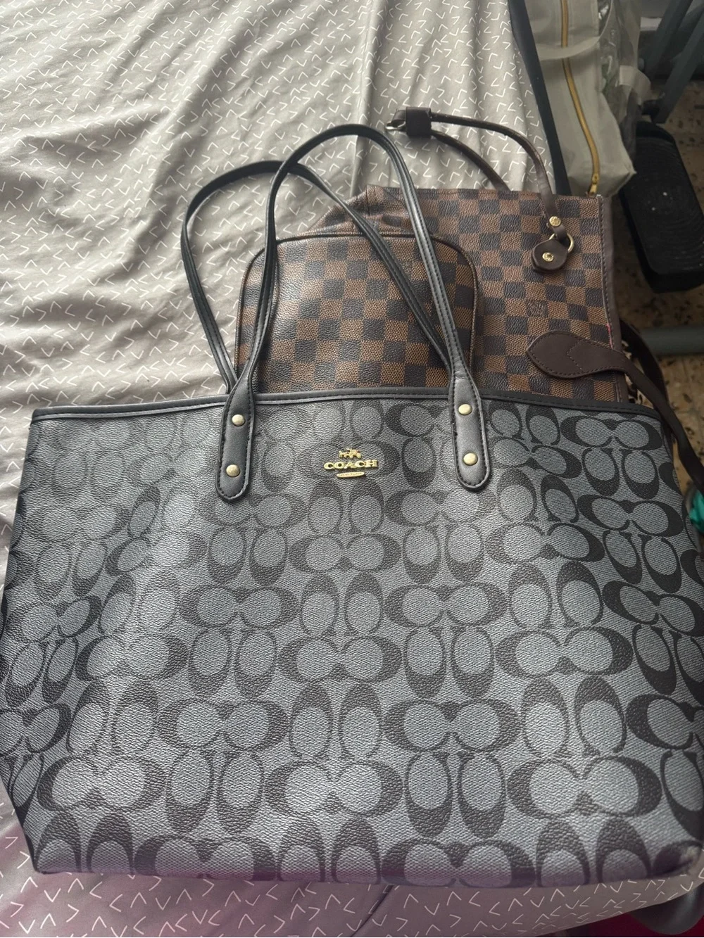 Co@ch Black Signature Coated Canvas Tote with Gold Logo